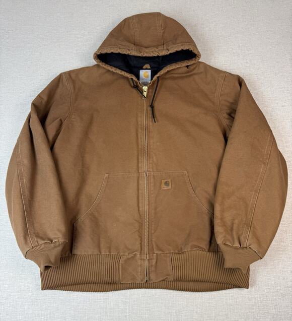 Carhartt Other - Carhartt J130 Brown Duck Active Jacket Hooded Quilt Lined Mens XLT USA Workwear